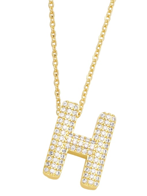 H Brass Cubic Zirconia Letter Trend Necklace
