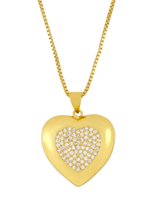 CC Brass Cubic Zirconia Heart Vintage pendant Necklace 1