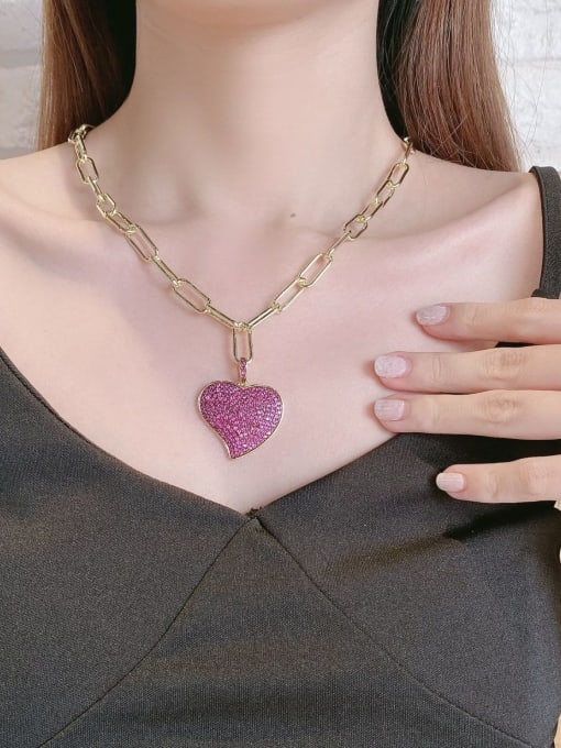ROSS Brass Cubic Zirconia Heart Dainty Necklace 1