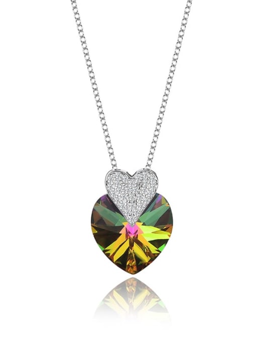 JYXZ 007 (gradient green) 925 Sterling Silver Austrian Crystal Heart Classic Necklace