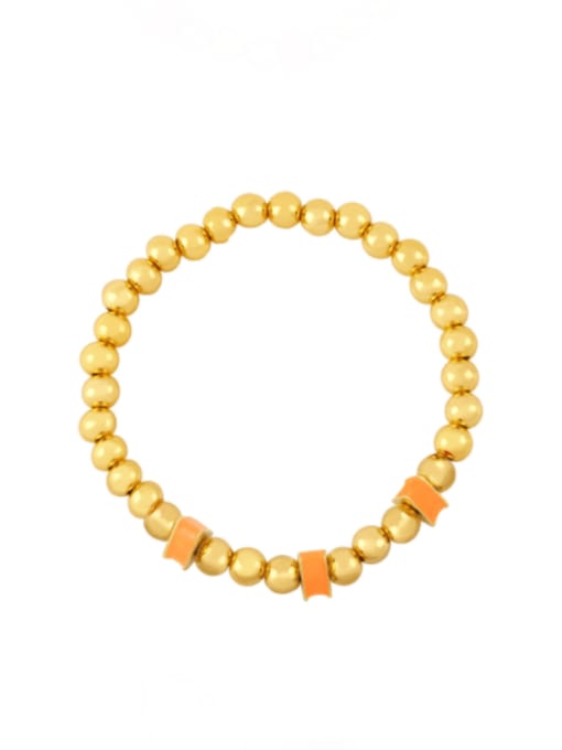 orange Brass Bead Enamel Geometric Hip Hop Beaded Bracelet