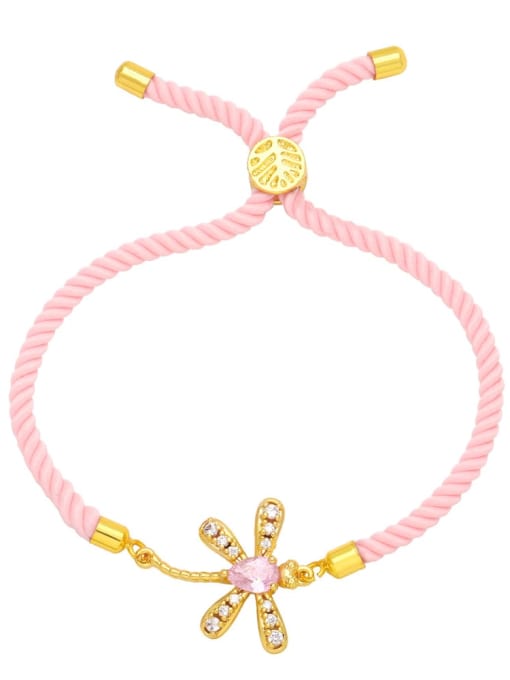 Pink Brass Cubic Zirconia Insect Bohemia Adjustable Bracelet