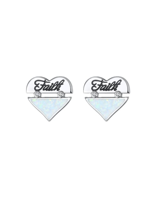 RINNTIN 925 Sterling Silver Shell Heart Vintage Stud Earring