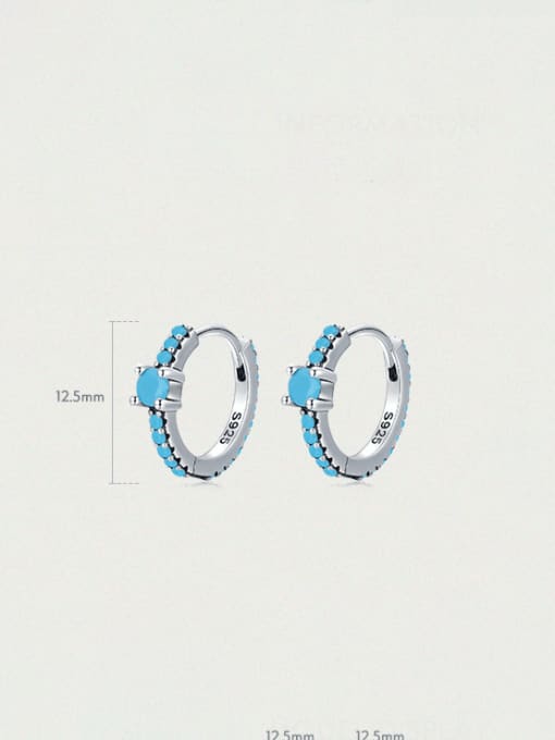 MODN 925 Sterling Silver Turquoise Geometric Minimalist Huggie Earring 2