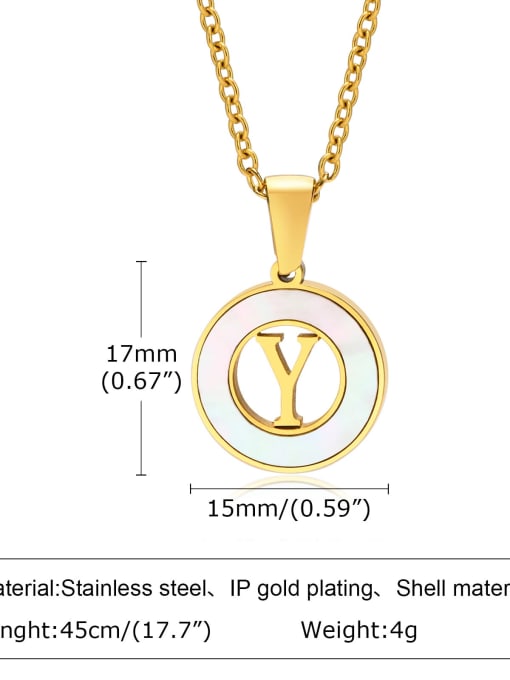 Y letter 45CM Stainless steel Shell Letter Minimalist Necklace