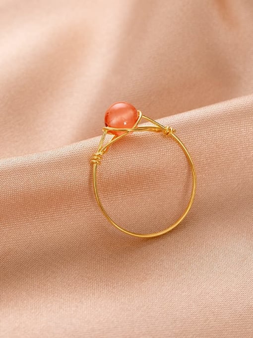 RS729 【 Gold 】 925 Sterling Silver Natural Stone Geometric Minimalist Band Ring