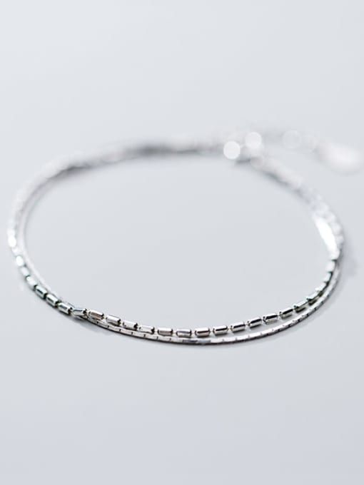 Rosh 925 sterling silver simple double layer Chain Anklet 1