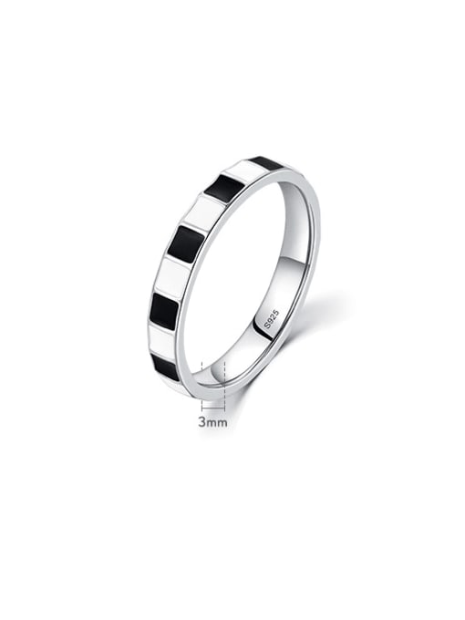 MODN 925 Sterling Silver Enamel Geometric Minimalist Band Ring 2