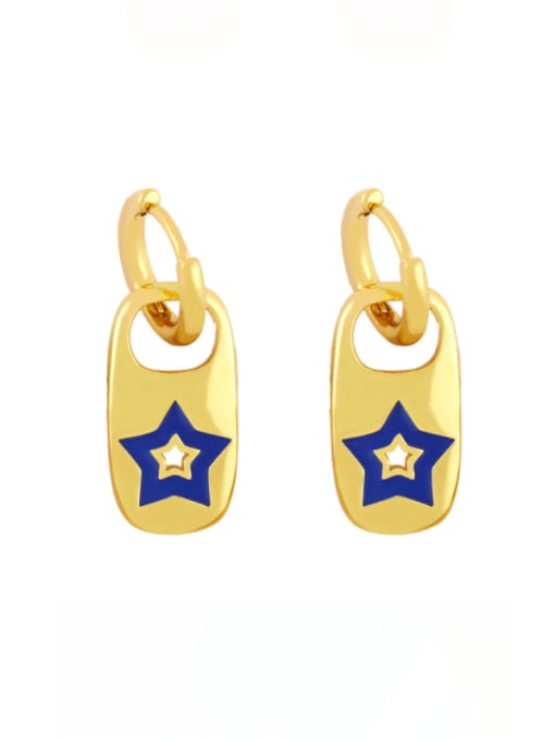 Sapphire blue Brass Enamel Star Minimalist Huggie Earring