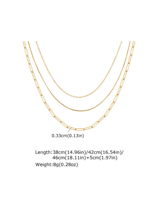 golden Stainless steel Irregular Minimalist Multi  Three Layers Chain Necklace