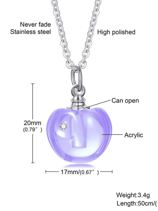 Purple 50CM chain Stainless steel Glass Stone Friut Minimalist Necklace