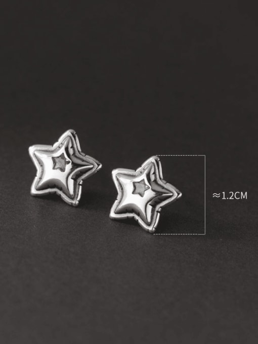 Rosh 925 Sterling Silver Pentagram Ethnic Stud Earring 2