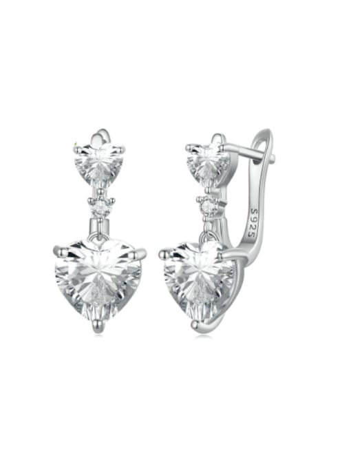 Jare 925 Sterling Silver Cubic Zirconia Heart Dainty Huggie Earring