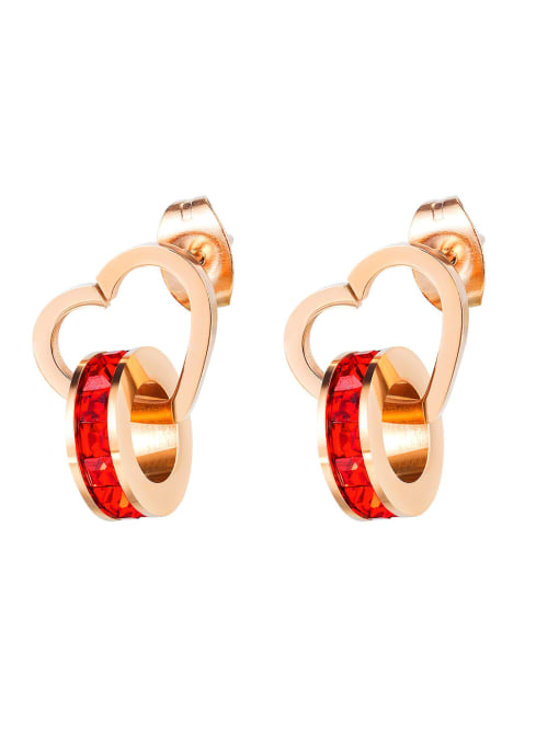 rose gold Titanium Rhinestone Heart Minimalist Stud Earring
