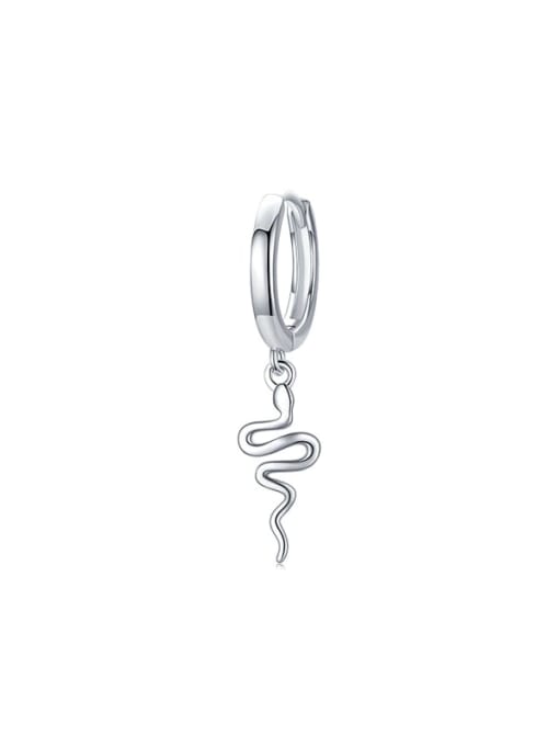 RHE874S 925 Sterling Silver Cubic Zirconia Snake Cute Single Earring(Single -Only One)