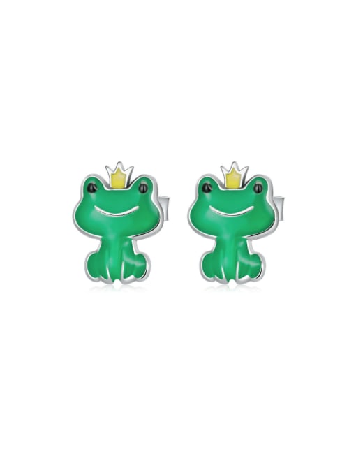 Jare 925 Sterling Silver Enamel Frog Cute Stud Earring 0