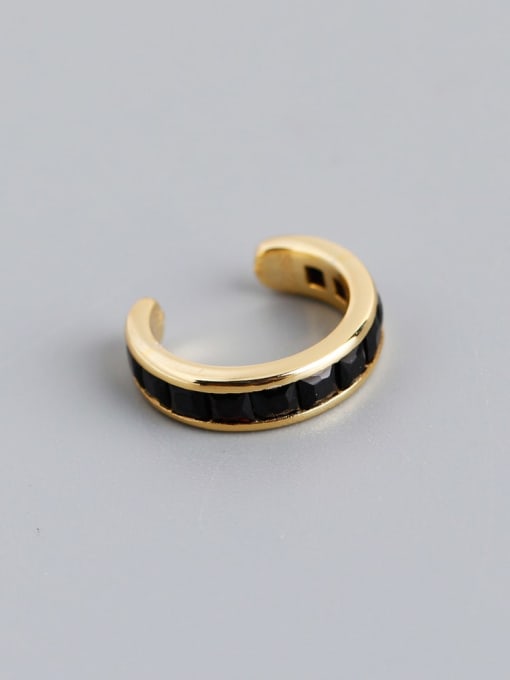 Blackstone (gold) single 925 Sterling Silver Cubic Zirconia Geometric Minimalist Single Earring (Single-Only One)