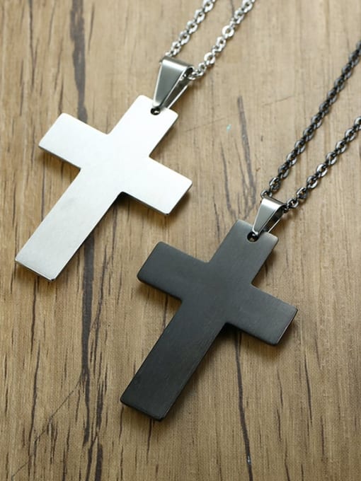 CONG Stainless Steel Letter Cross Minimalist Regligious Necklace 2