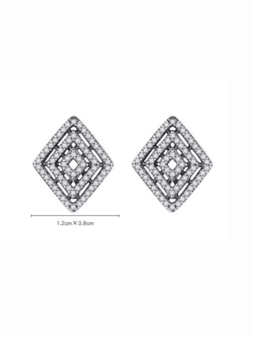 MODN 925 Sterling Silver Cubic Zirconia Geometric Vintage Stud Earring 1