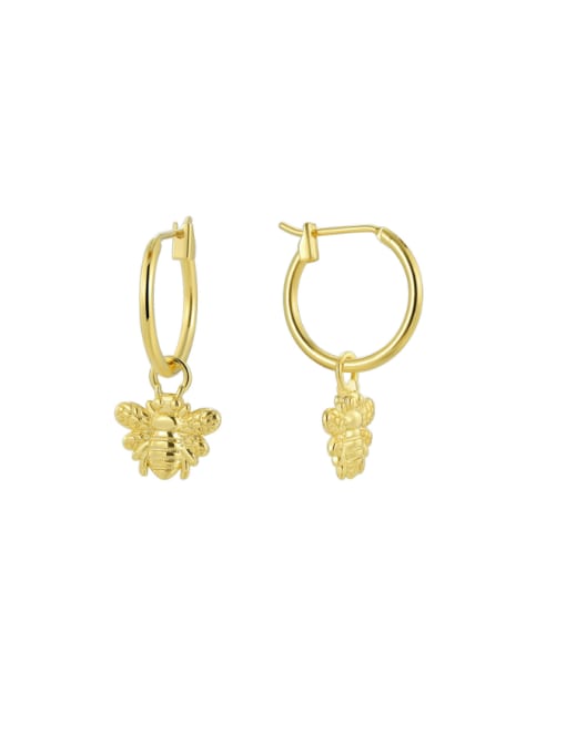 Golden Bee Earrings Brass Bee Cute Huggie Earring