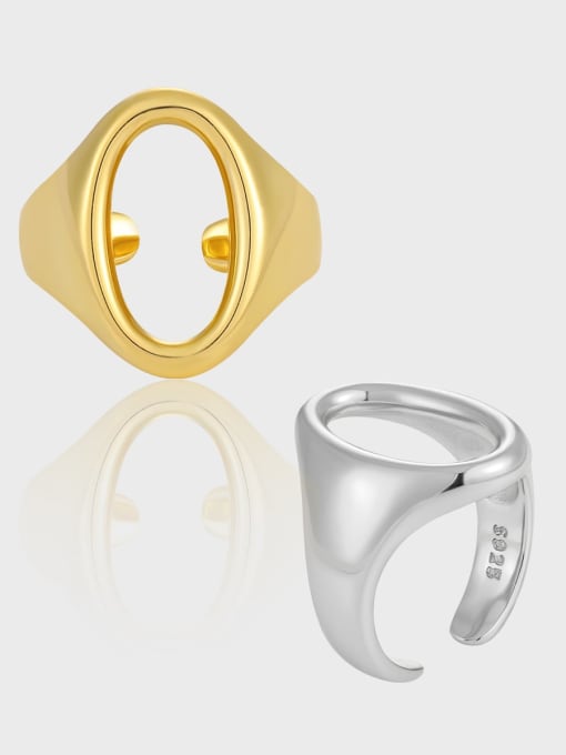 DAKA 925 Sterling Silver 18K Gold Plated Geometric Ring Setting 2