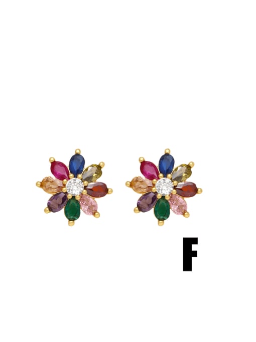 F Brass Cubic Zirconia Star Dainty Stud Earring