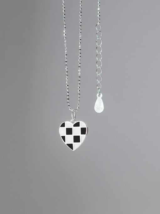 Rosh 925 Sterling Silver Minimalist  Enamel Heart Pendant Necklace 1