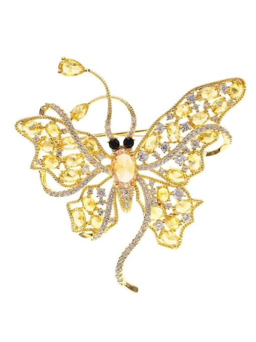 Luxu Brass Cubic Zirconia Butterfly Statement Brooch