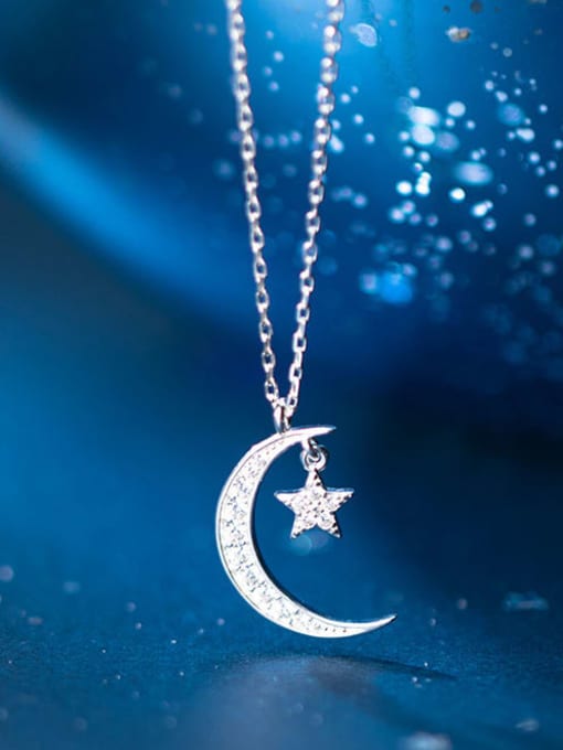 Rosh 925 Sterling Silver With Minimalist Moon  Star Necklaces 1