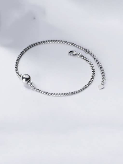 Rosh 925 Sterling Silver  Vintage Bead and Chain Anklet 0