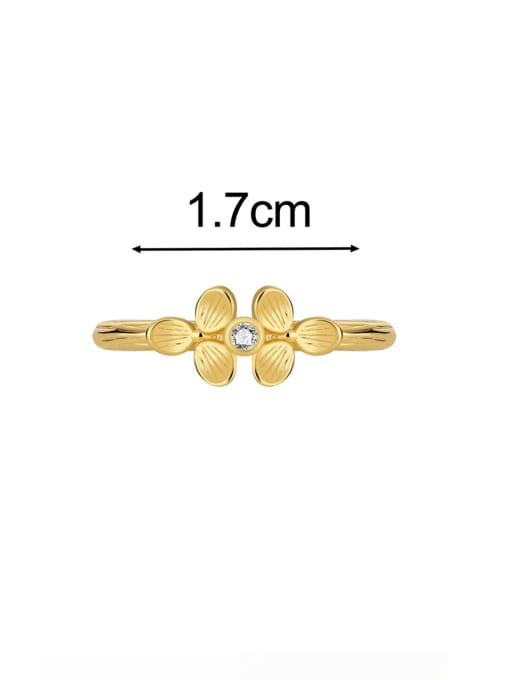 CHARME Brass Flower Minimalist Band Ring 2