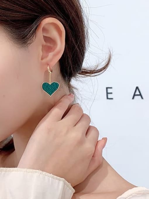 Luxu Brass Cubic Zirconia Asymmetry Heart Minimalist Drop Earring 2
