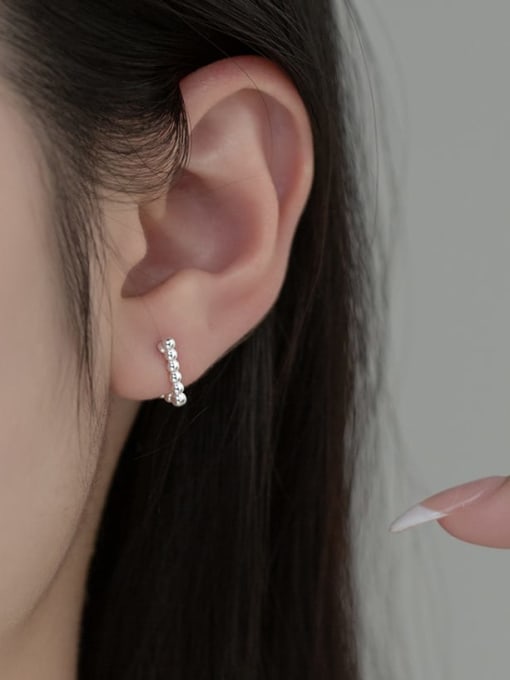 Rosh 925 Sterling Silver Bead Triangle Minimalist Stud Earring 2
