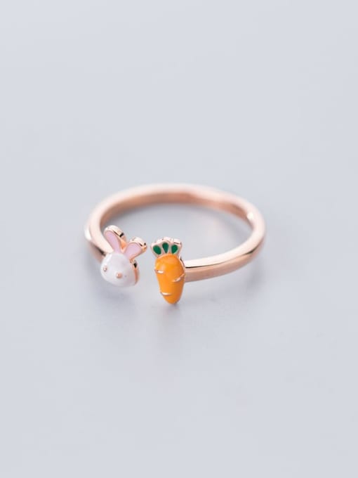 Rosh 925 Sterling Silver ITrend Cute rabbit carrot  Free Size Ring 1