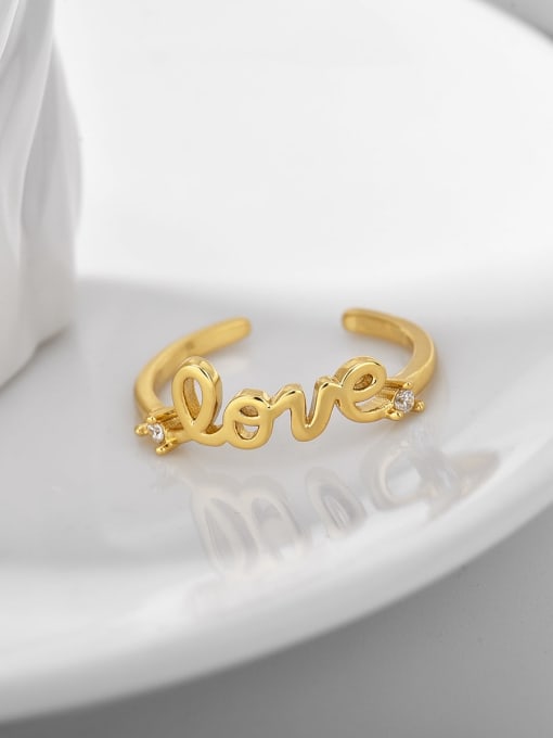 CHARME Brass Letter Minimalist Band Ring 3