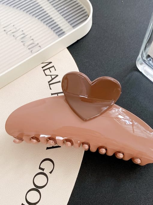 Coffee color 13cm Alloy Resin  Enamel Trend Heart  Multi Color Jaw Hair Claw