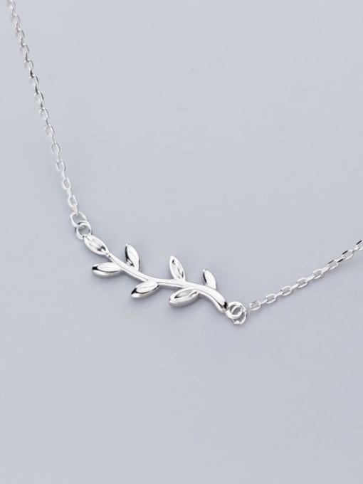 Rosh 925 sterling silver simple fashion glossy Leaf Pendant Necklace 2