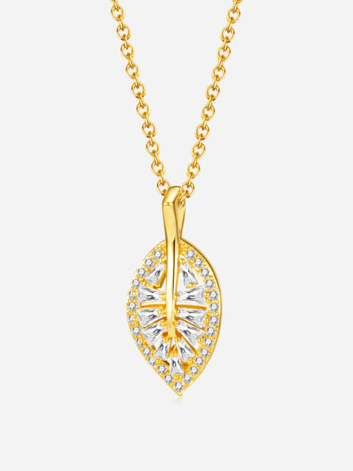 098 Gold steel chain Brass Cubic Zirconia Tree Minimalist Necklace