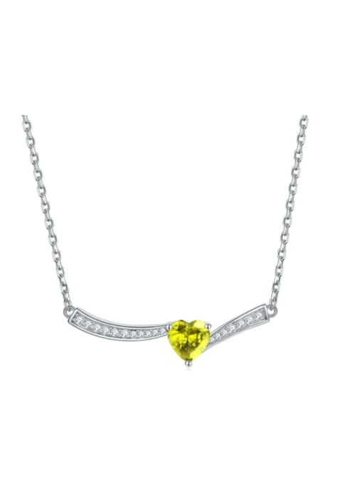 yellow 925 Sterling Silver Cubic Zirconia Heart Minimalist Necklace