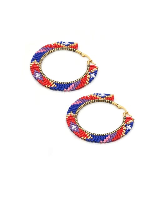Roxi Multi Color  Miyuki beadsGeometric Bohemia  Pure Handmade Huggie Earring 3