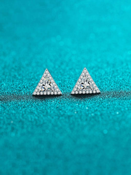 MOISS 925 Sterling Silver Moissanite Triangle Dainty Stud Earring 0