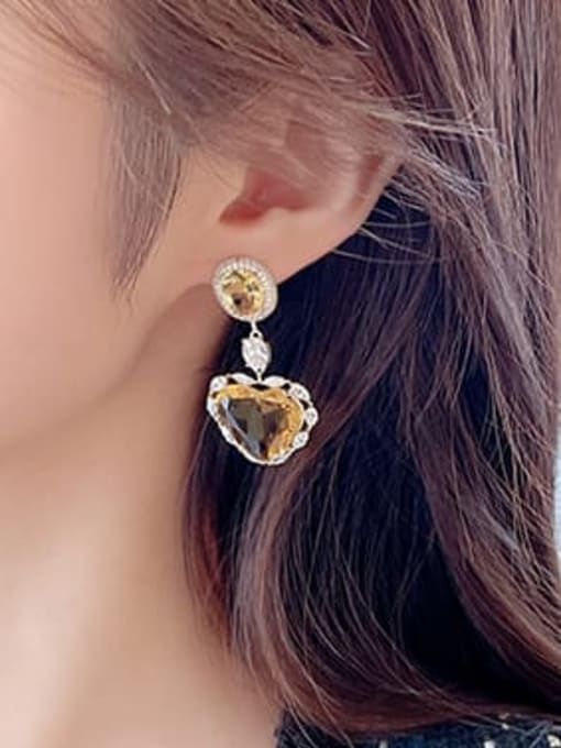 Luxu Brass Cubic Zirconia Heart Luxury Cluster Earring 1