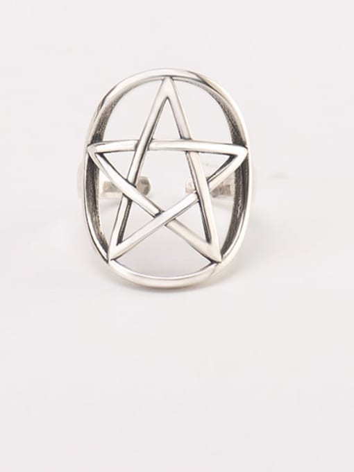 XBOX 925 Sterling Silver Geometric Vintage five-pointed star Band Ring 2