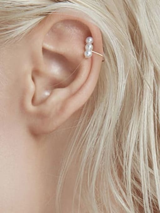 LI MUMU Brass Imitation Pearl Geometric Minimalist Clip Earring(Single) 1