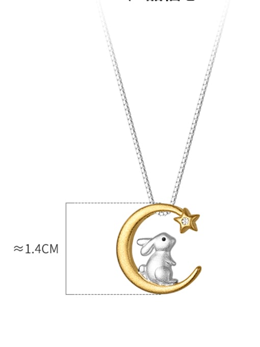 Rosh 925 Sterling Silver Rabbit Minimalist Moon Pendant Necklace 2