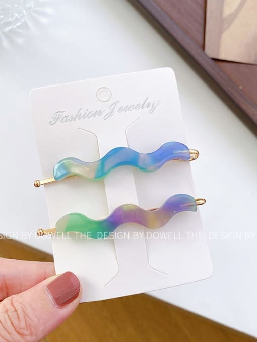 Colorful blue 7cm Cellulose Acetate Trend Irregular Alloy Hair Pin