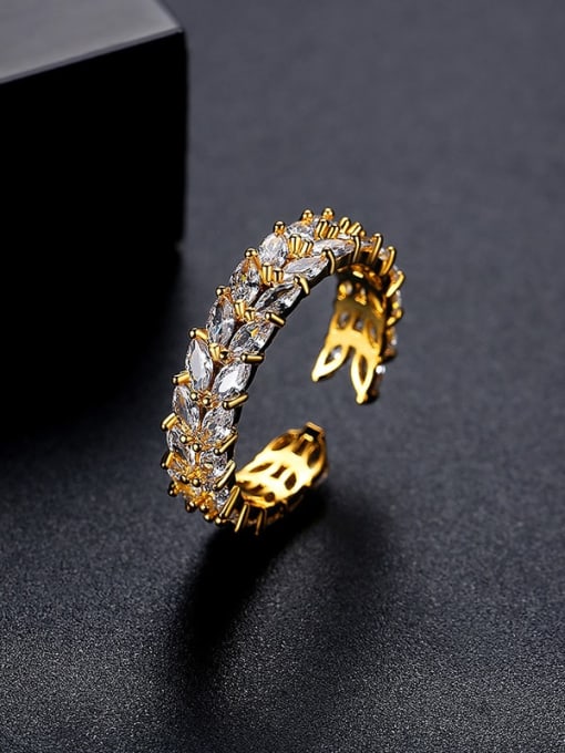 18K Gold Brass Cubic Zirconia Geometric Minimalist Band Ring