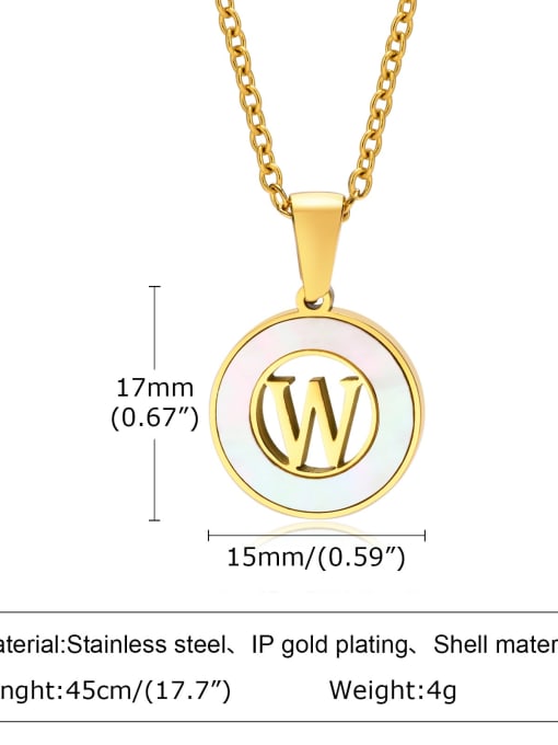 W letter 45CM Stainless steel Shell Letter Minimalist Necklace