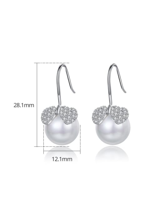 BLING SU Brass Imitation Pearl Bowknot Minimalist Hook Earring 2