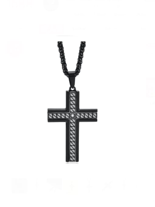 CONG Titanium Steel Cross Hip Hop Regligious Necklace 0